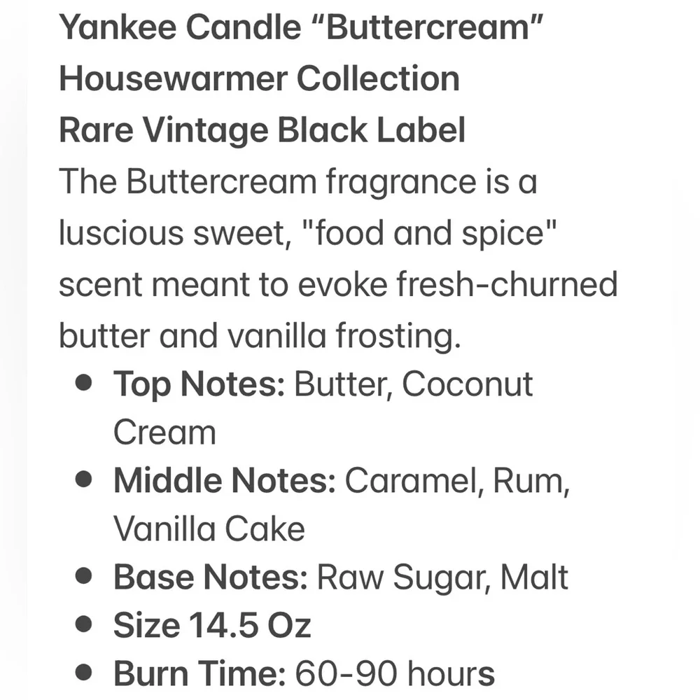 Yankee Candle Jar Buttercream Rare Vintage Black Band Cream Off White 14.5 Oz
